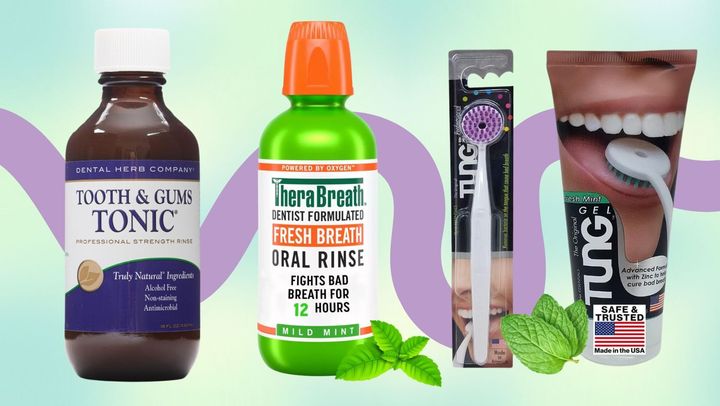 An essential oil tooth and gum tonic, an alcohol-free oral rinse and a tongue brush and gel cleaning kit.